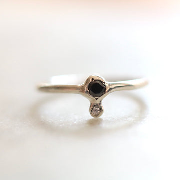 Black & White Diamond Silver Ring