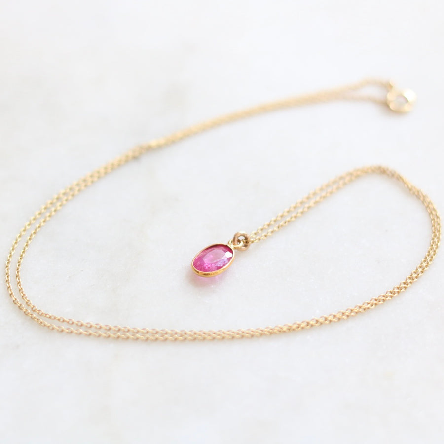 18K Oval Ruby Necklace