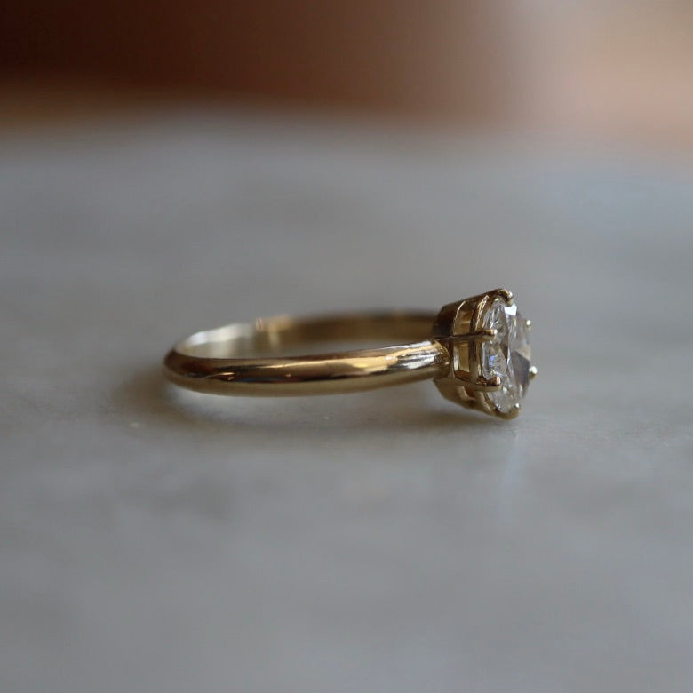 Champagne Color Oval Diamond Ring