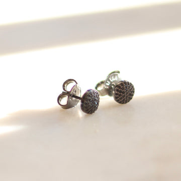 Black Spinel Round Earrings