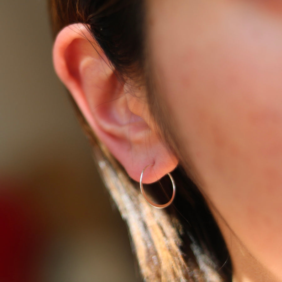 Small Skinny Silver Hoop Earring (15mm)