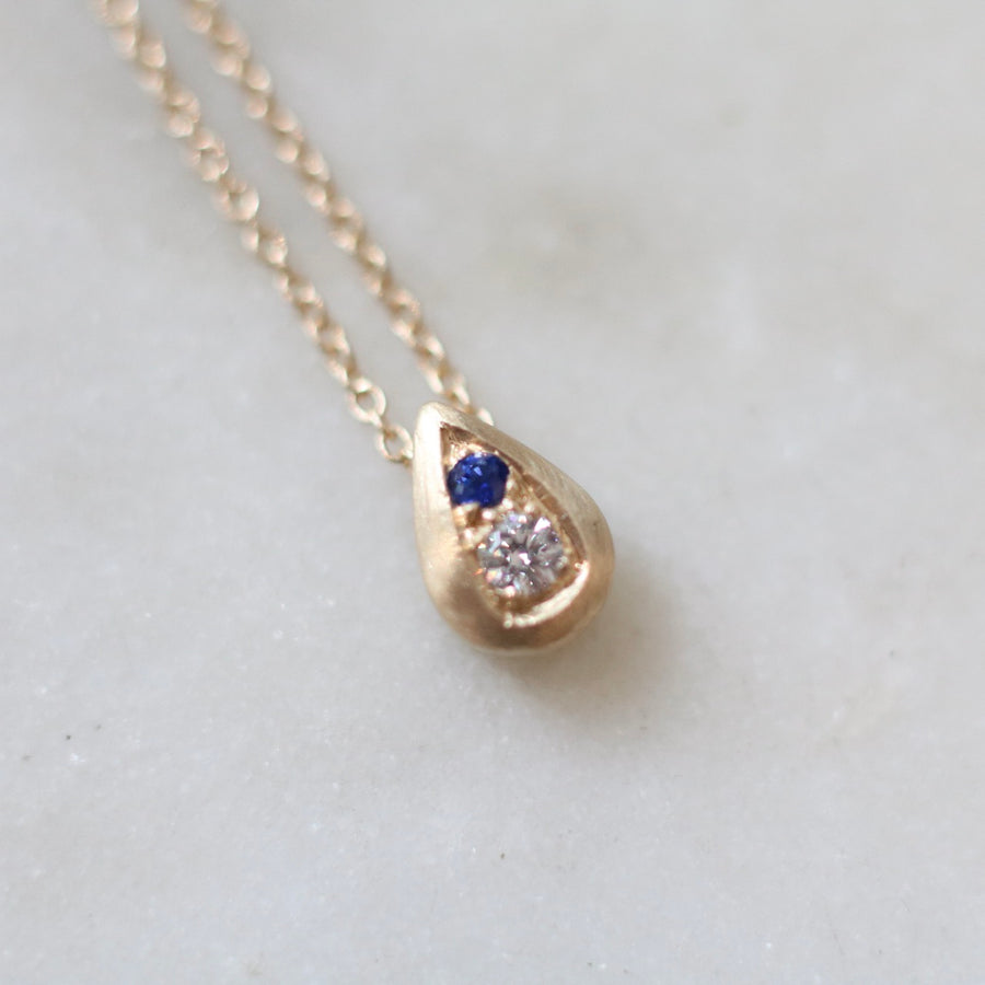 Sapphire and Diamond Teardrop Necklace