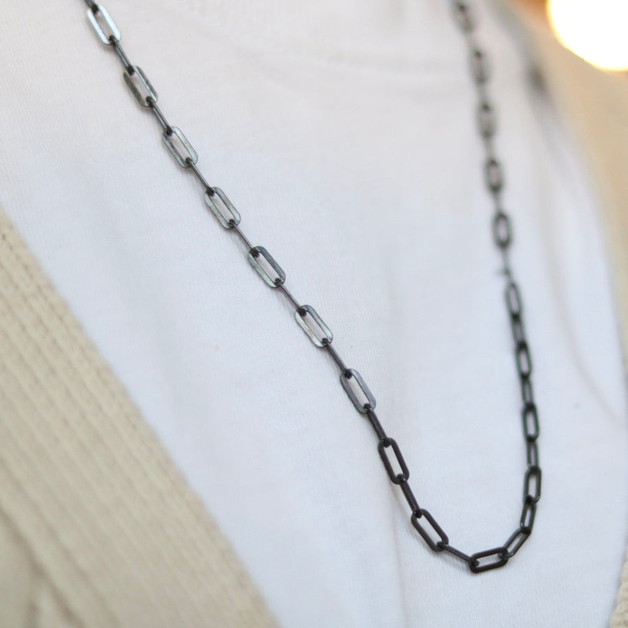 24 inch Black Rhodium Coated Silver Chain