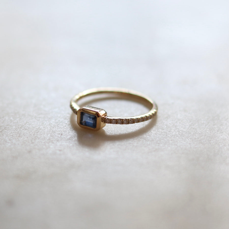 Rectangular Sapphire Bezel Set Ring