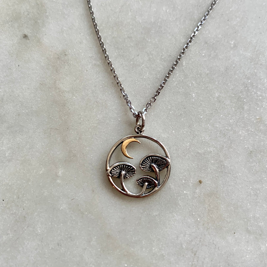 Mushroom Under the Moon Necklace