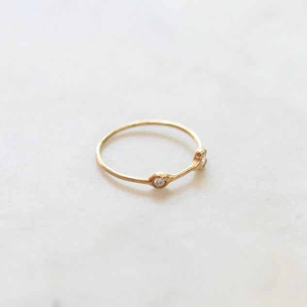 Double Ripple Ring with Diamonds