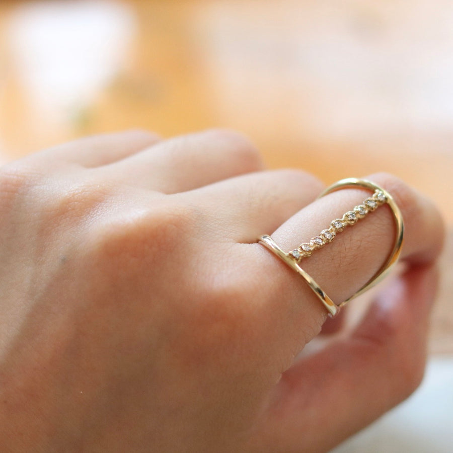 Gold Diamond LIne Ring