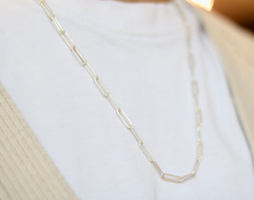 22.5 inch Silver Paperclip Chain Necklace