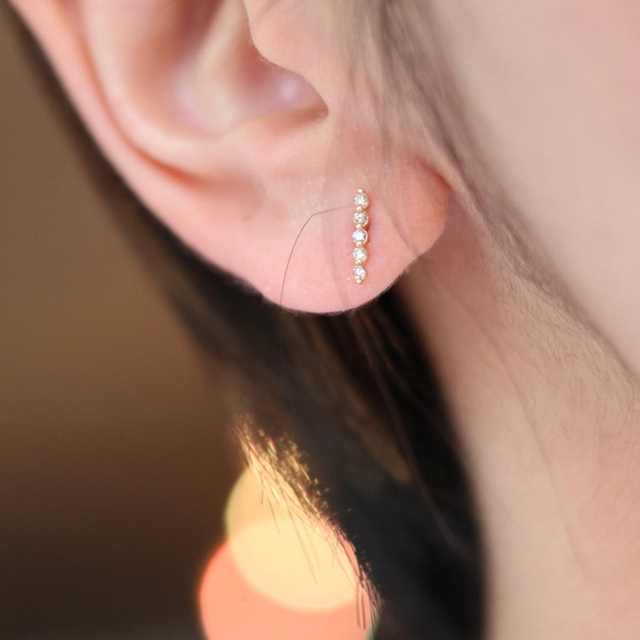Row of Five Diamond earring