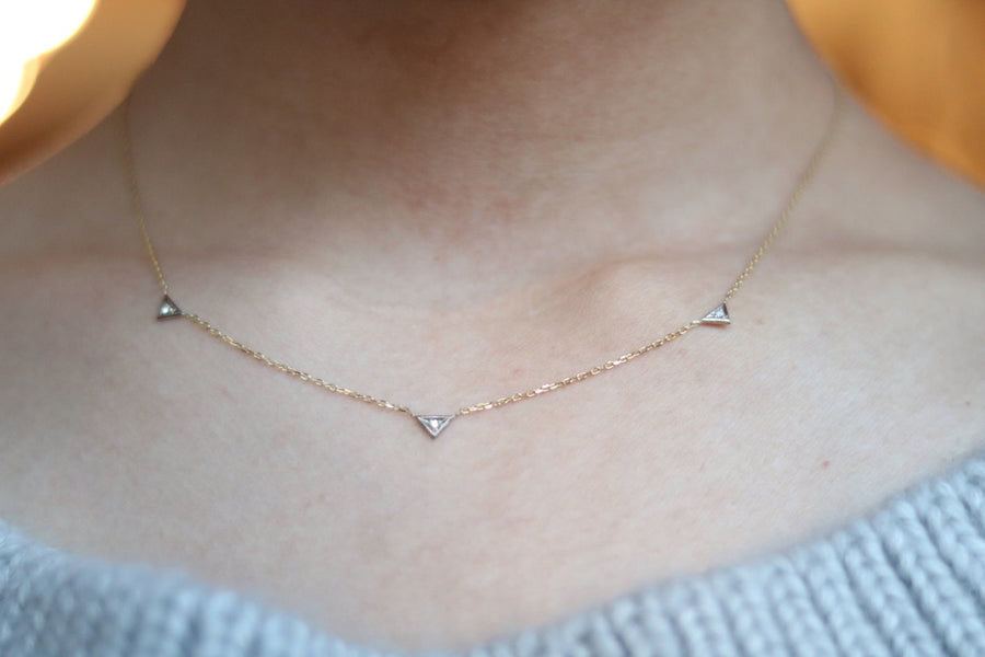 Three Triangle Trim with Diamond Necklace