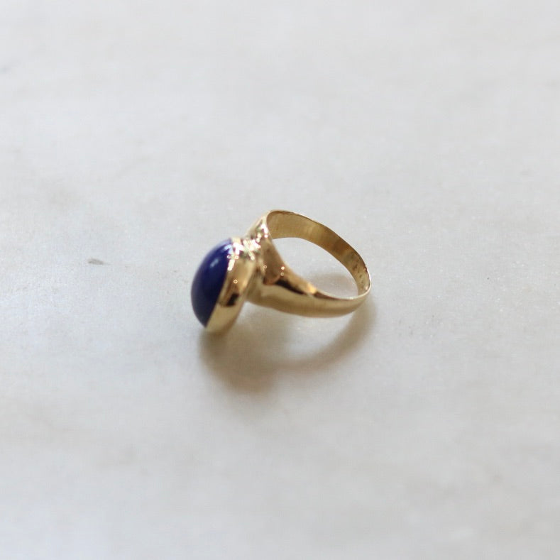 Bronze and Lapis Offset Ring