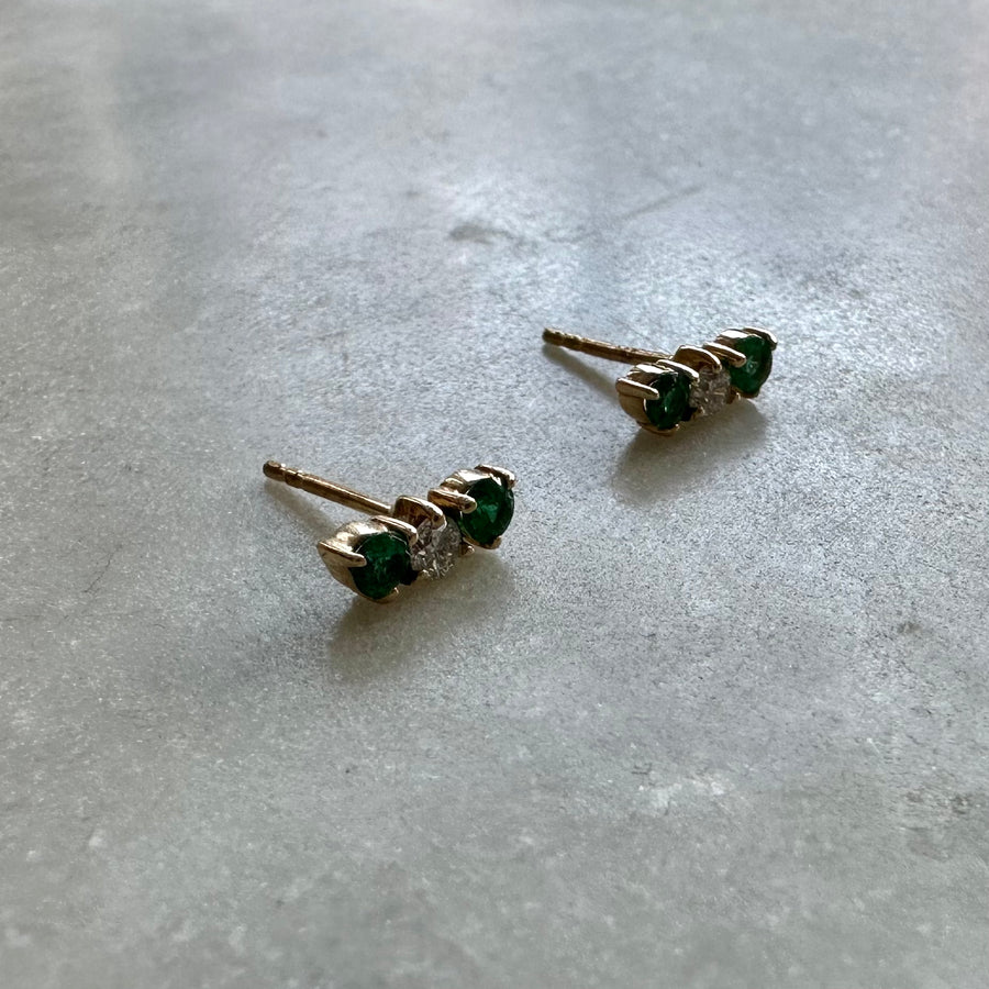 Emerald diamond 2025 stud earrings