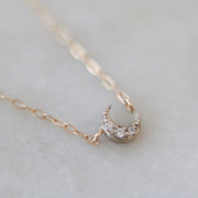 Crescent Moon Diamond Necklace
