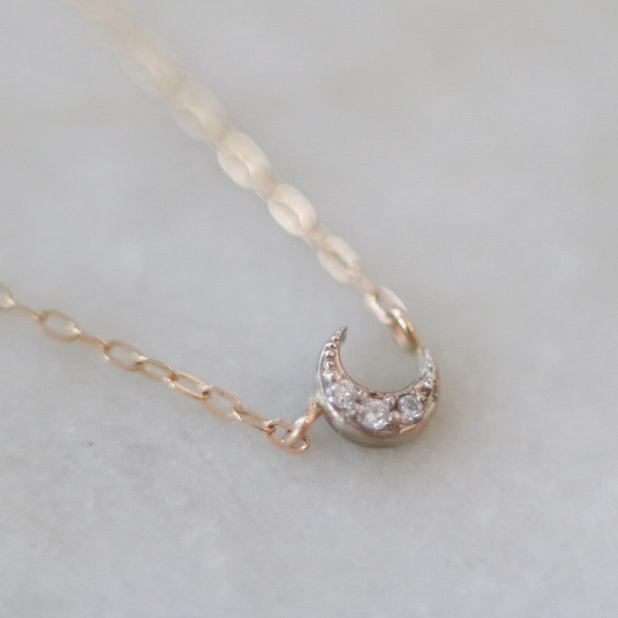 Crescent diamond necklace sale