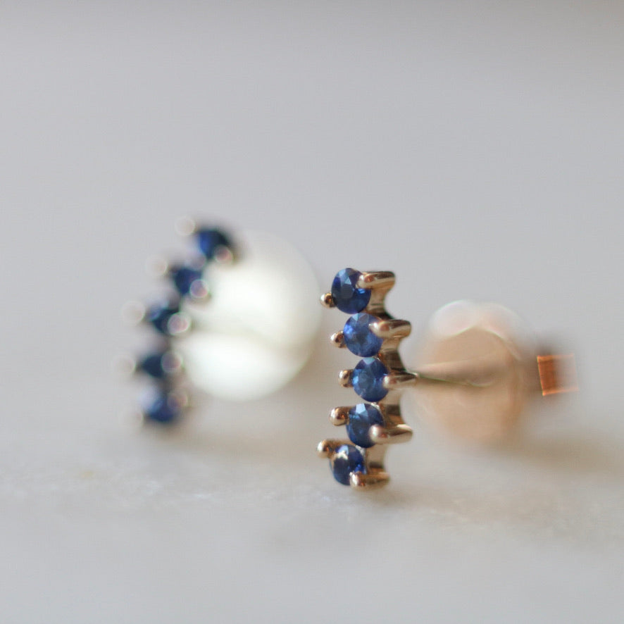 Curved Sapphire Stud Earrings