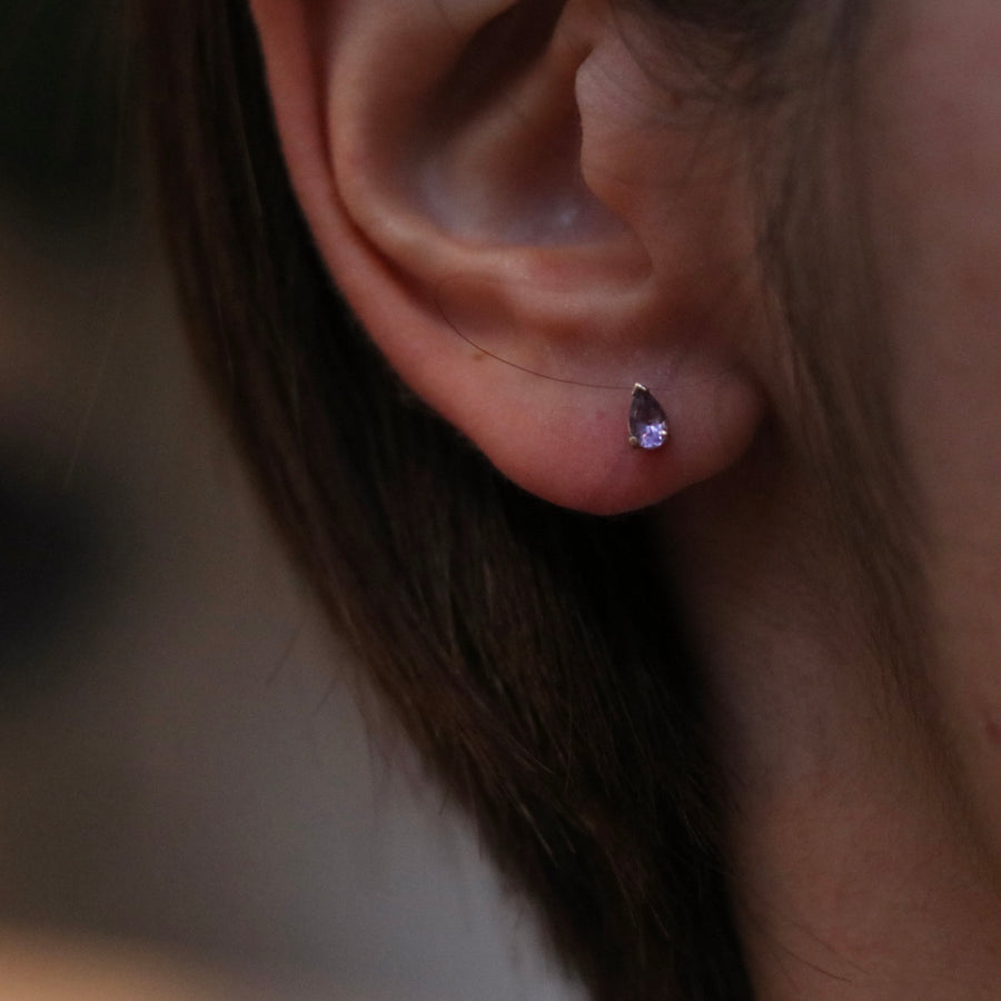 Amethyst Pear Shape Stud Earrings