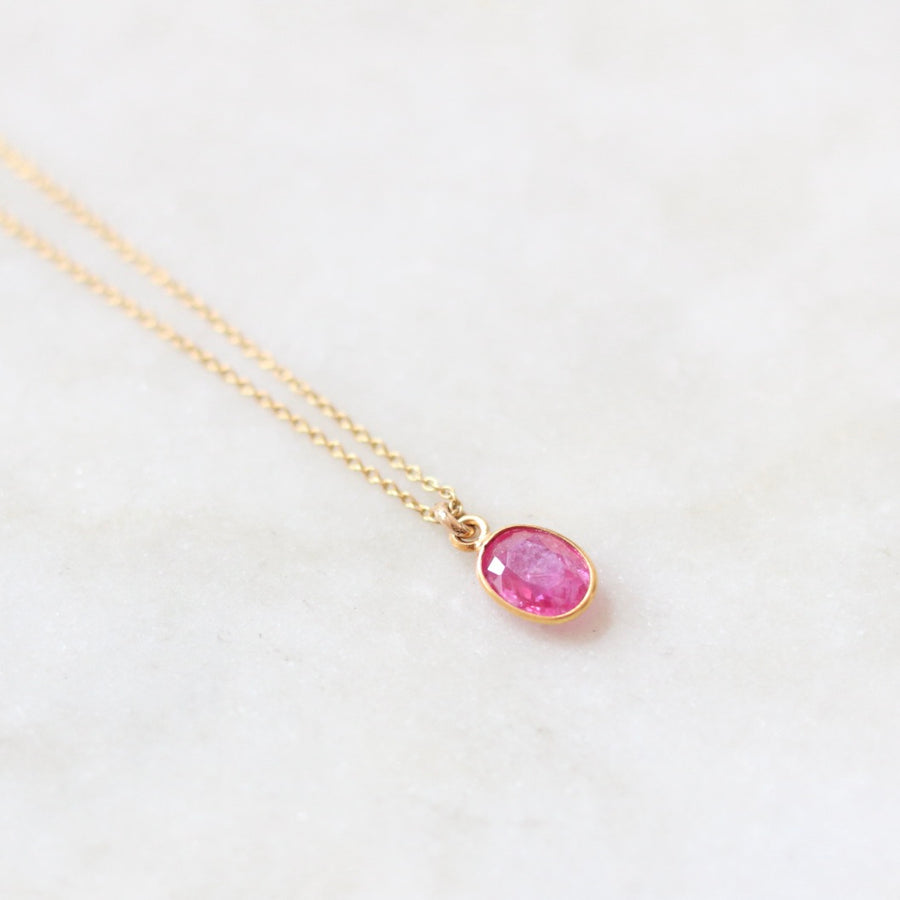 18K Oval Ruby Necklace