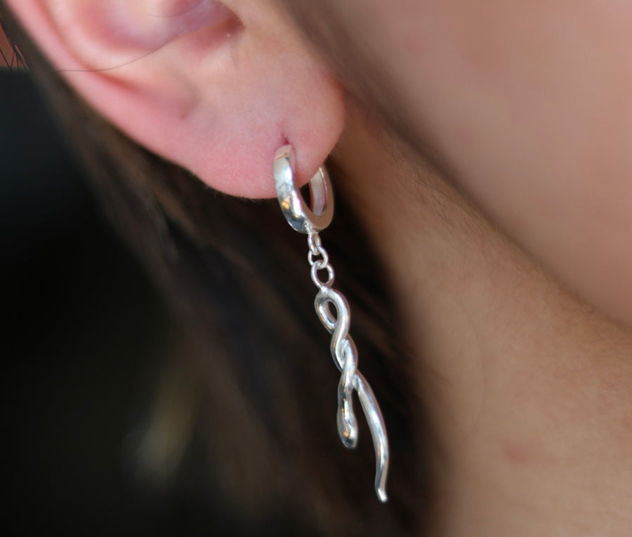 Silver Snake Hoop Earring
