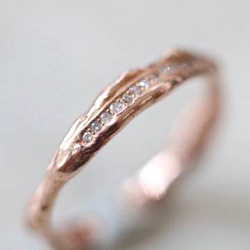 Open Spaced Lava Flow Diamond Rose Gold Ring