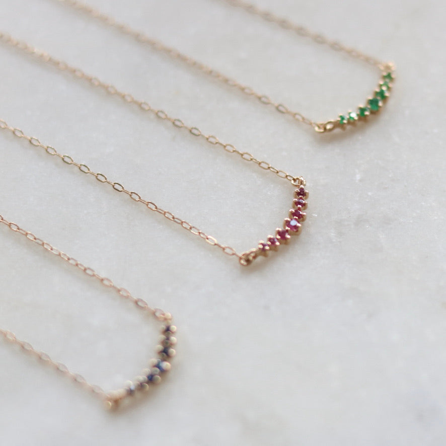 Curved Seven Sapphire Necklace