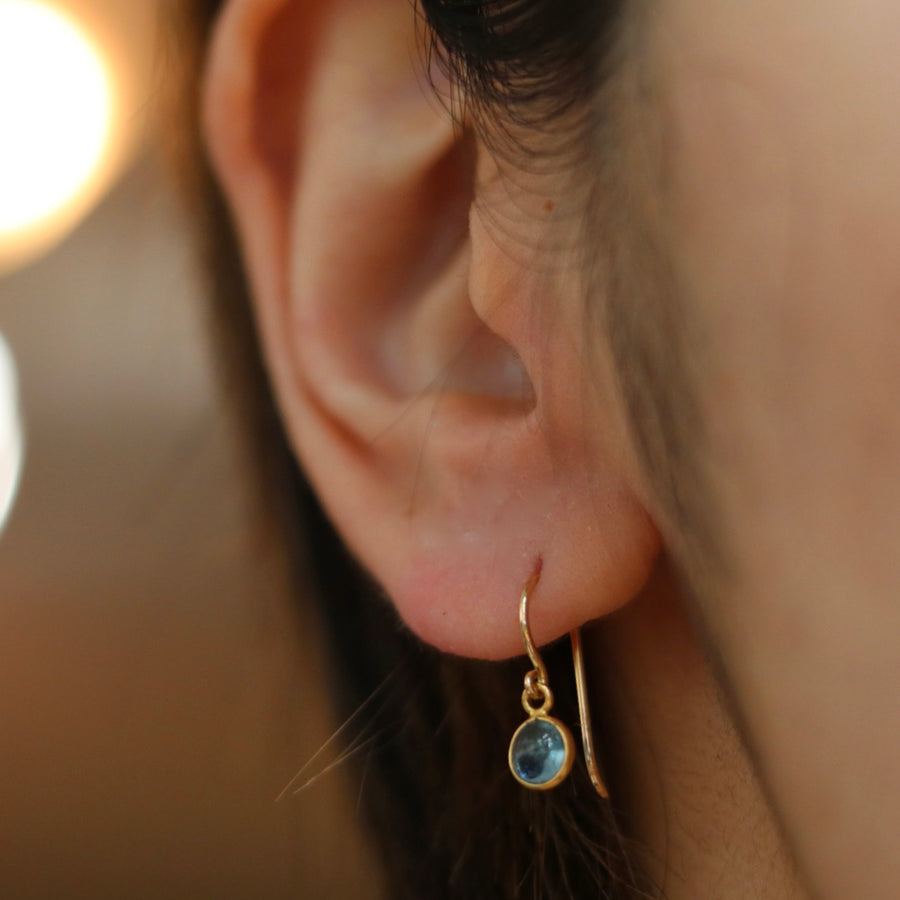 Cabochon Aquamarine Drop Earrings