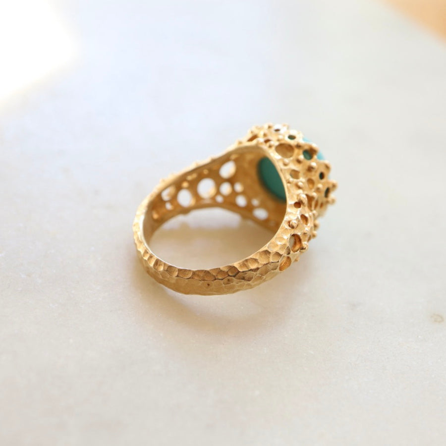 Turquoise Cabochon Lacy Ring