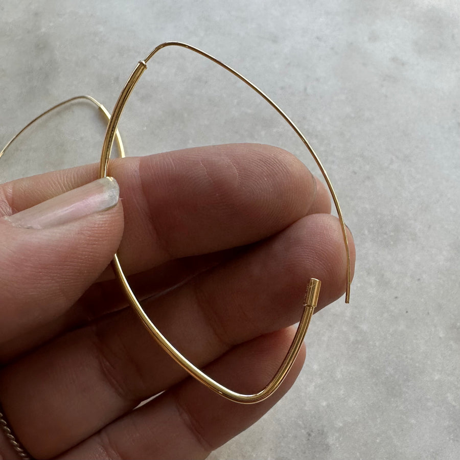 Gold Marquise Shape Hoop Earrings