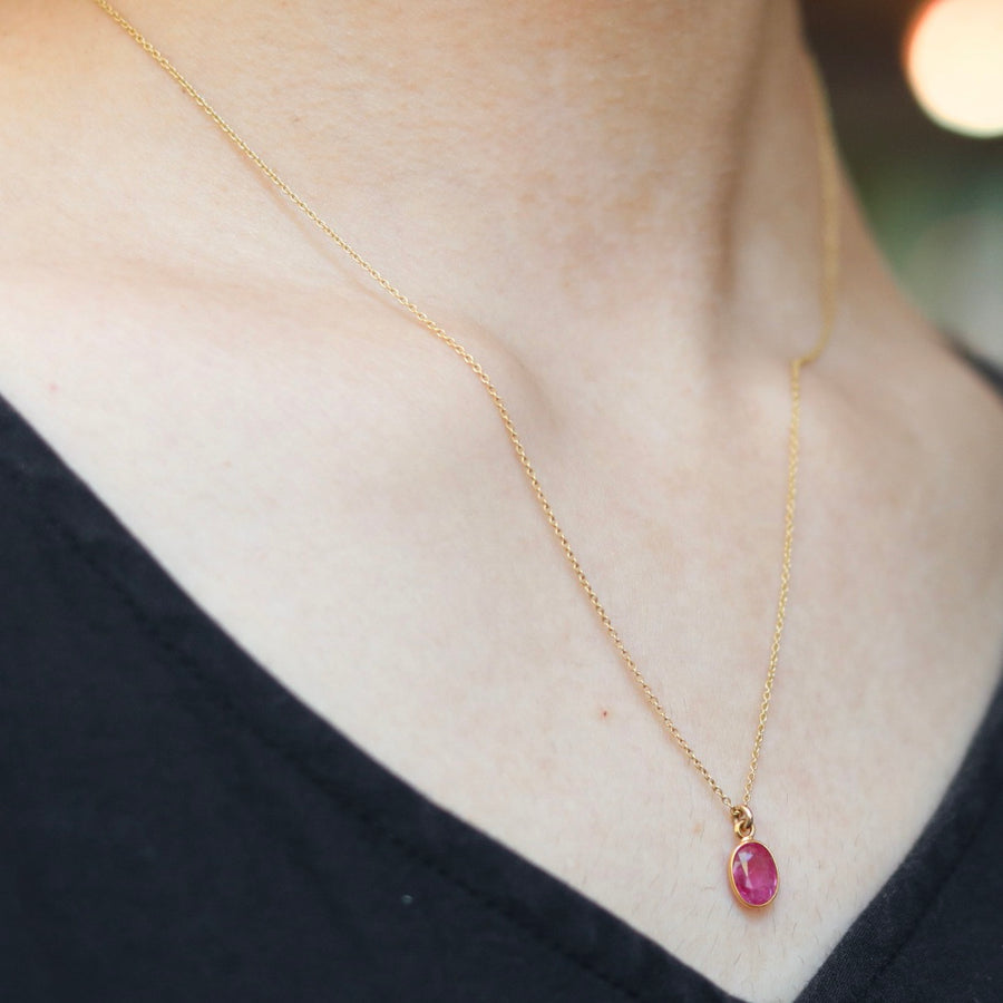 18K Oval Ruby Necklace