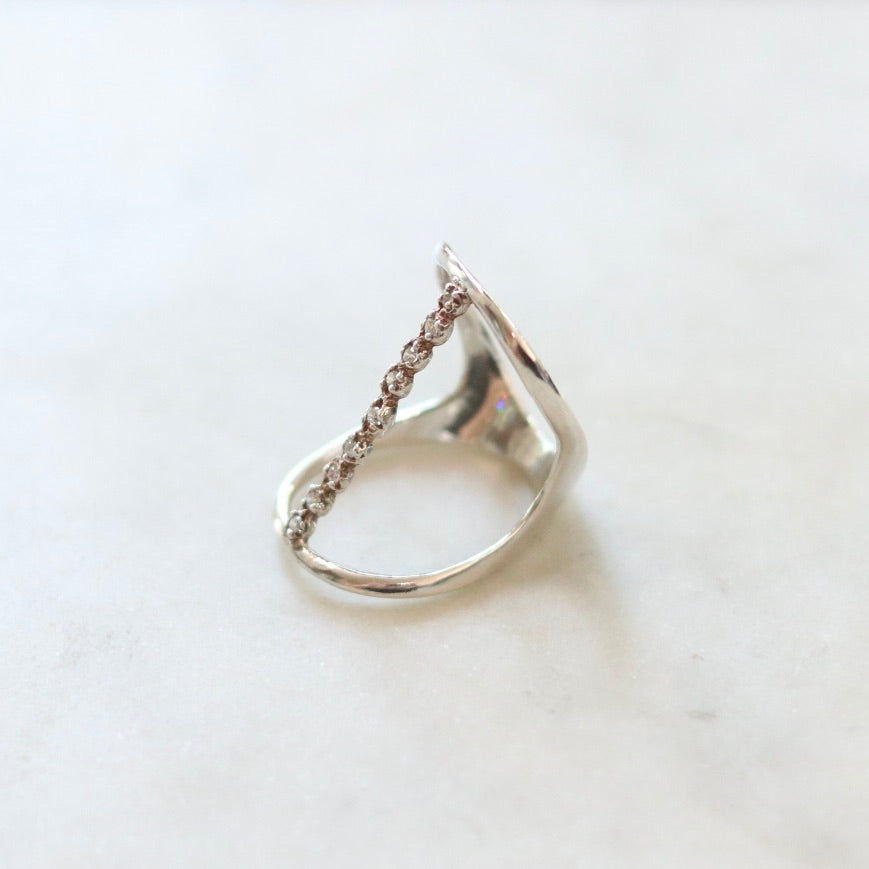 Silver Diamond Line Ring