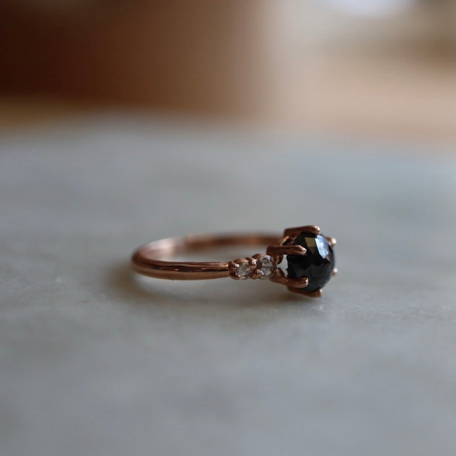 Rose-cut Black and White Diamond Ring