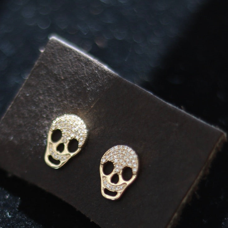 Diamond Set Skull Stud Earrings