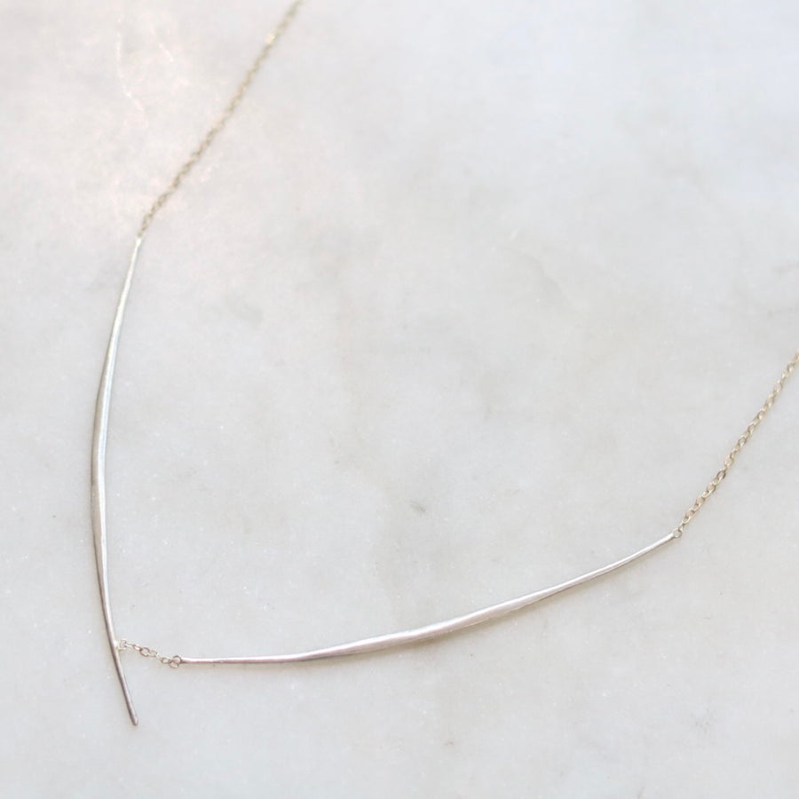 Silver Bars and Gold-filled Chain Ripple V Necklace