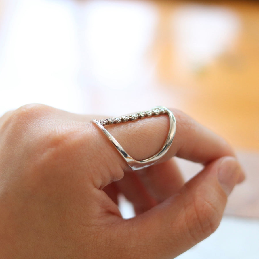 Silver Diamond Line Ring