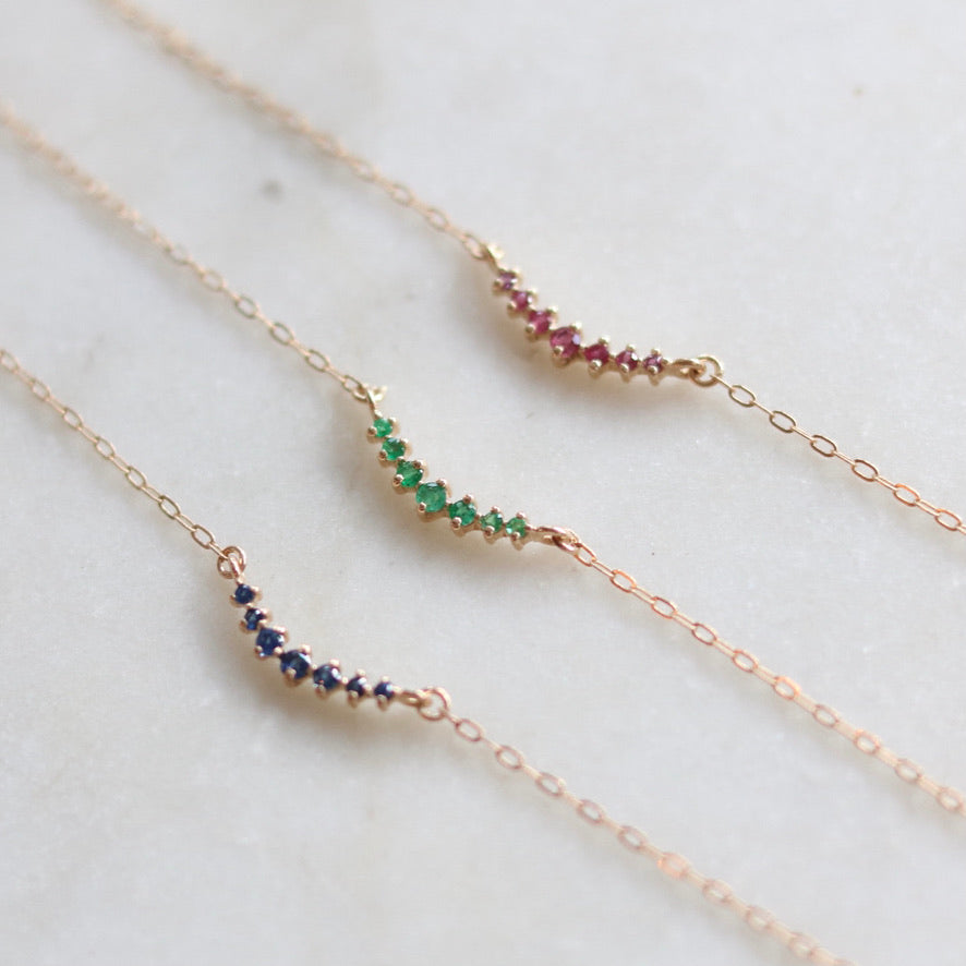Curved Seven Emerald Necklace