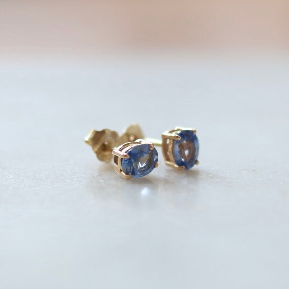 Oval Water Blue Sapphire Earring