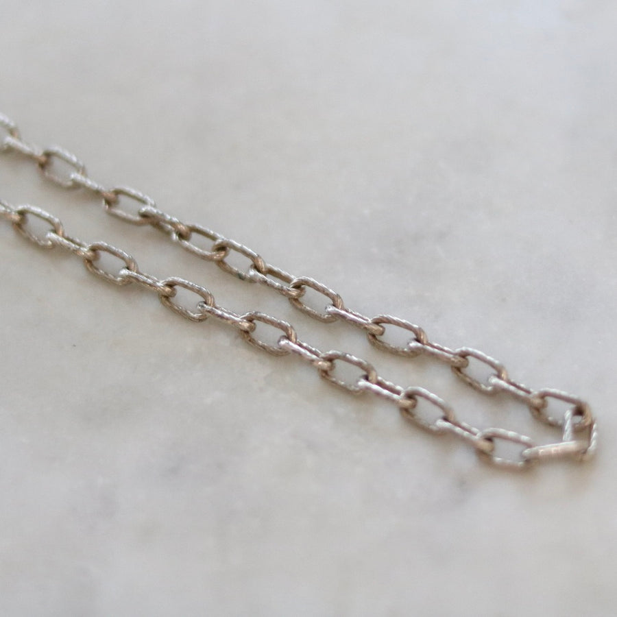 20 inch Textured Rectangular Link Silver Chain Necklace