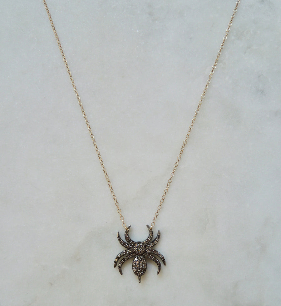 Brown Diamond Spider Necklace