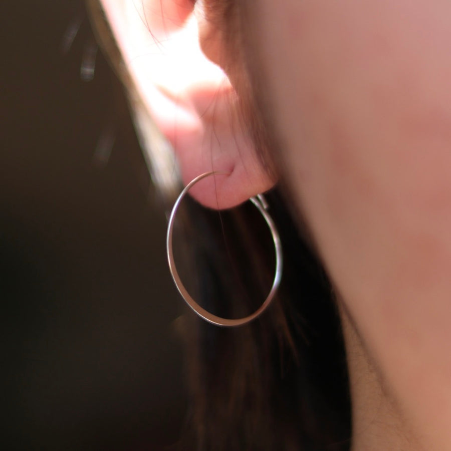 Medium Skinny Silver Hoop Earring (25mm)