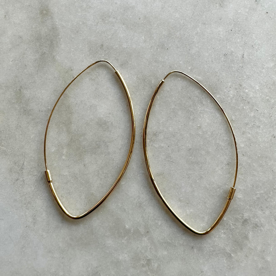 Gold Marquise Shape Hoop Earrings