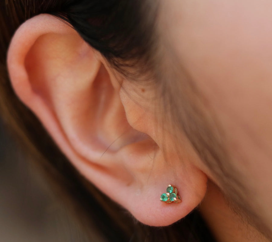 Three Emerald Earring