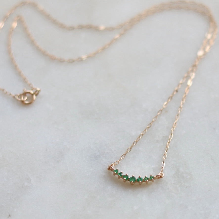 Curved Seven Emerald Necklace