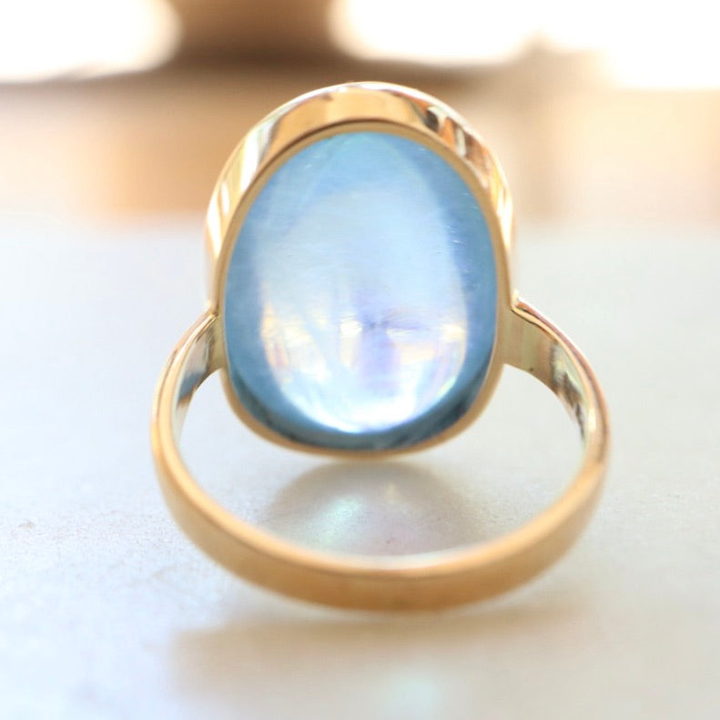 Blue Pond Oval Aquamarine RIng