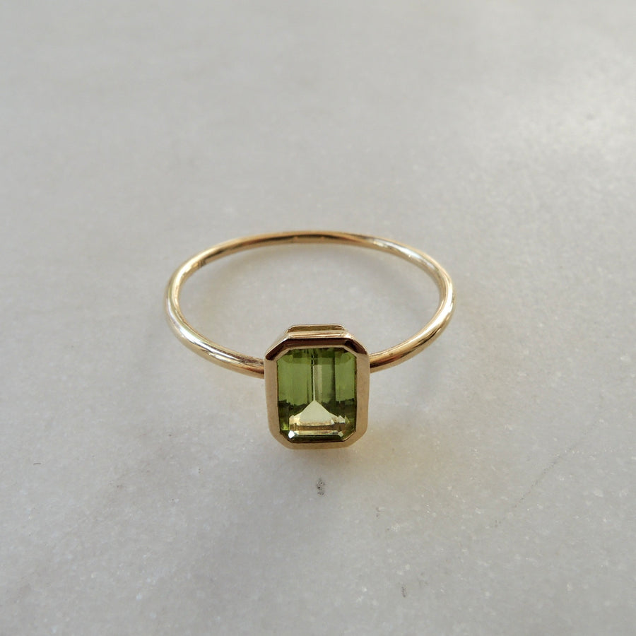 Peridot Emerald-Cut Ring