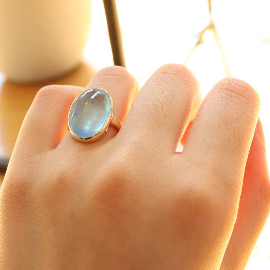 Blue Pond Oval Aquamarine RIng