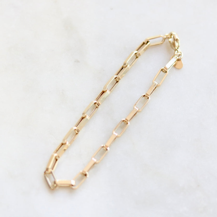 Wide Link 14K Gold Chain Bracelet
