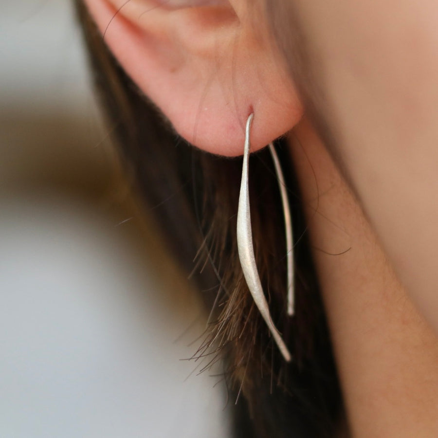 Silver Curved Bar Earring