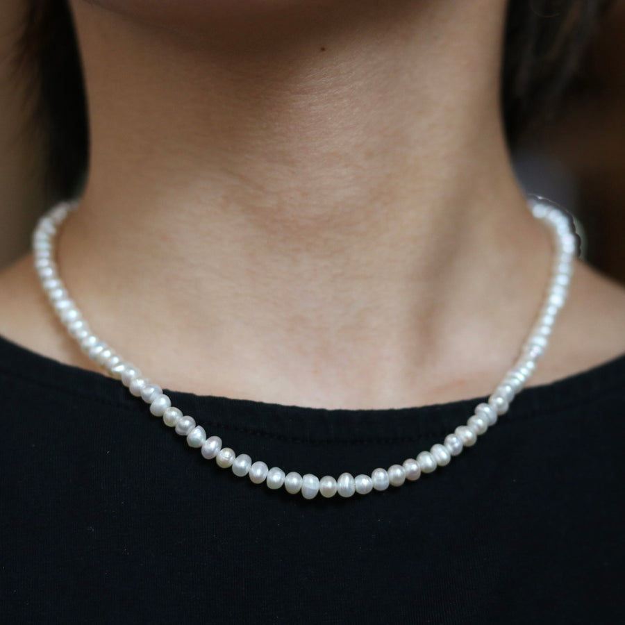 Seed Pearl Necklace w/ Sterling Silver Clasp