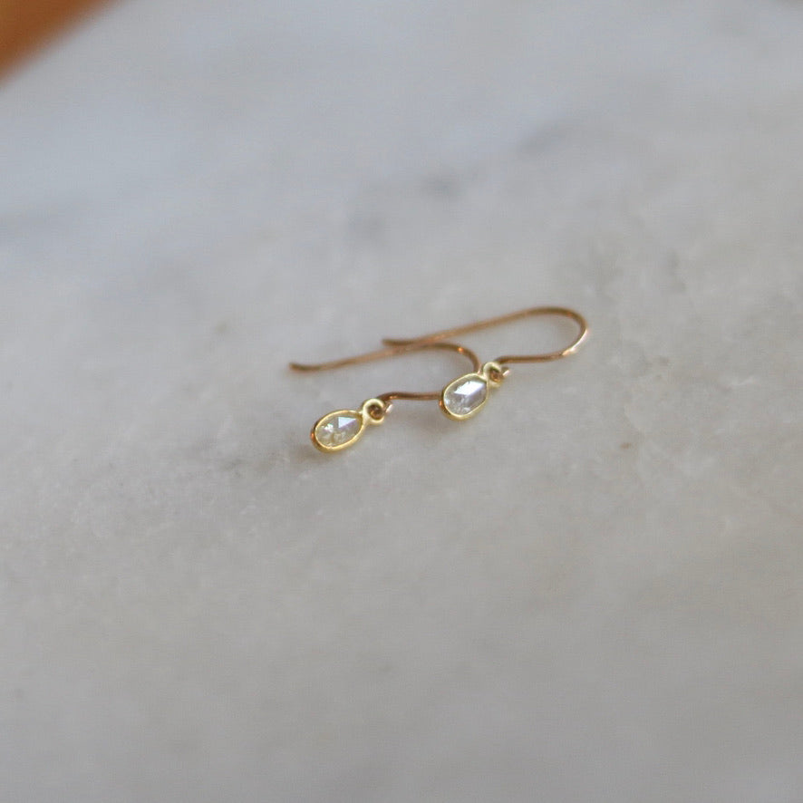 18K Gold Sliced Diamond Earrings