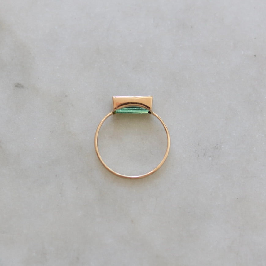 Rectangle Green Tourmaline Ring