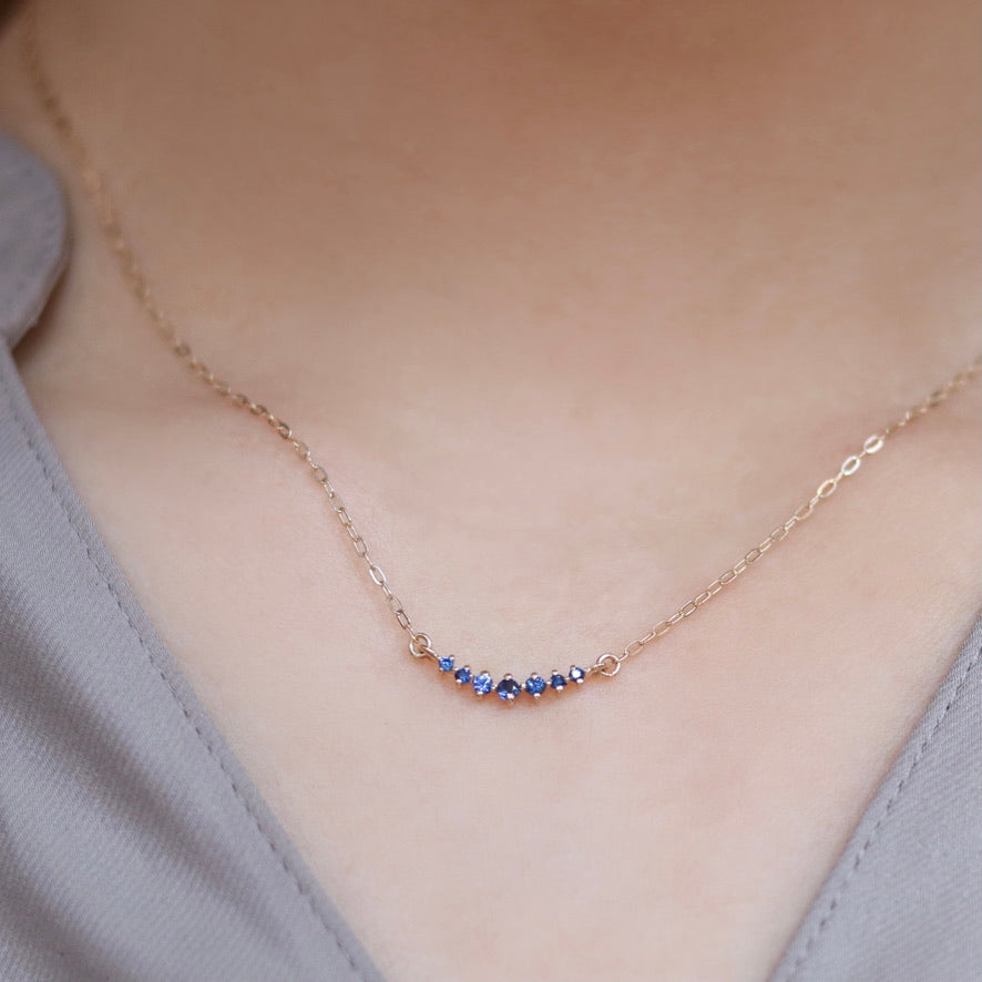 Curved Seven Sapphire Necklace